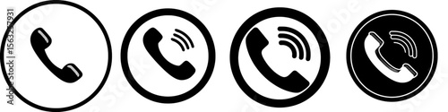 A simple icon set featuring a ringing phone, representing a smartphone and a phone sign in modern format