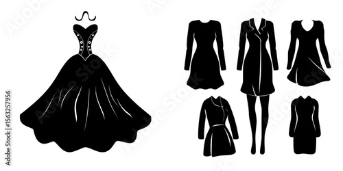 Editable fashion flat sketch for women's dress to create new designs mockup