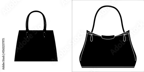 Illustration template of a shoulder bag in flat design with outline for clothing collection purposes