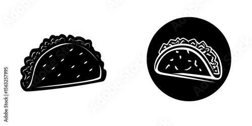 Flat icon of a taco symbolizes American stuffed vegetable tortilla