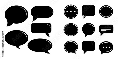 Modern communication icons include a set of chat message bubbles, representing talk bubbles and dialog for online interactions
