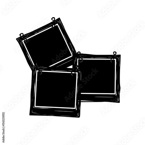 A set of realistic Polaroid photo frame mockups featuring isolated vintage frames on a transparent background with empty retro snapshot images and white borders