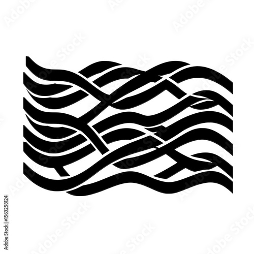 Geometric waves form a seamless pattern that generates an endless stylish texture, characterized by a ripple bold monochrome background, a linear weaved grid, and a thin interlaced swatch