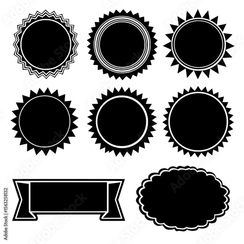 A modern set of design elements featuring sale stickers, price tags, starbursts, quality marks, sunbursts, and retro stars, with additional starburst speech bubbles to grab attention in a flat design