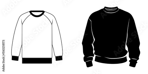 The template for a Boys Basic Crew Neck Sweatshirt is a fashion flat sketch, also known as a Young Men Technical Fashion Illustration, and features a rib neck, waistband, and sleeves cuffs