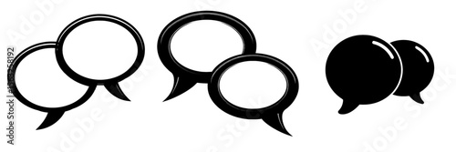 The modern icon is a chat symbol, while the talk bubble represents speech, accompanied by blank and empty bubbles that are part of modern design elements