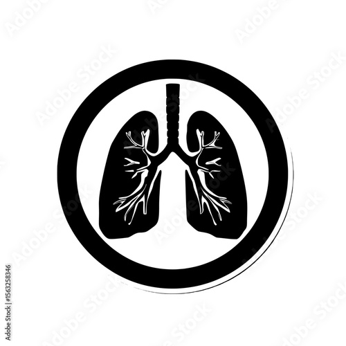 A creative illustration for web design, infographics, and more, the Lungs Scan icon is a flat icon representing oxygen collection through a colored sign