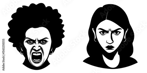 A modern flat-style illustration depicting a furious Latin American woman is used as an avatar for social media platforms