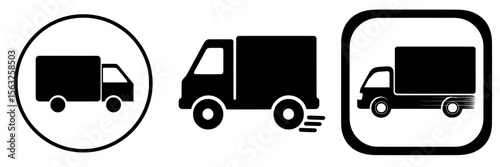 Fast shipping delivery truck flat icon designed for apps and websites