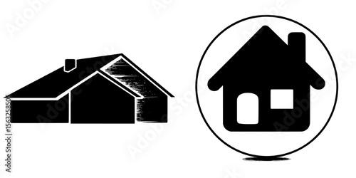 Modern house logo design template featuring estate or building icons