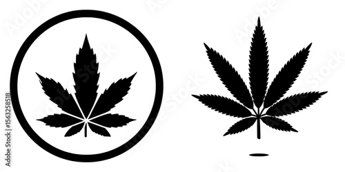 Flat icon of marijuana hemp leaf suitable for integration into apps and websites