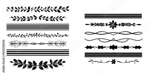 A gathering of ornamental line elements, borders, and page rules exists