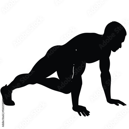 Silhouette of athletic man performing push up exercise fitness