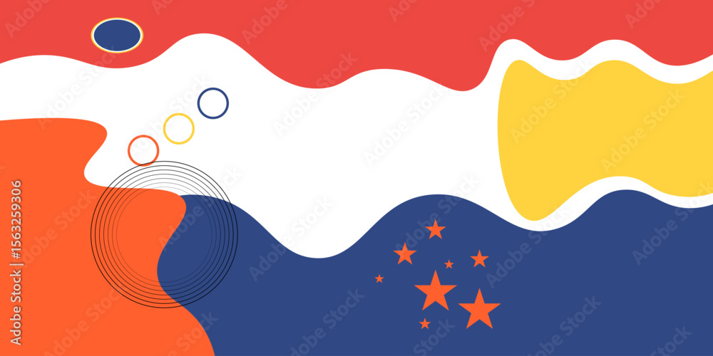 Obraz premium Colorful abstract geometric pop art background with wave pattern. Vector pattern, vector illustration