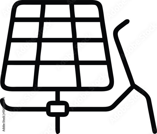 Stylized solar panel line icon for energy and sustainability concepts resources