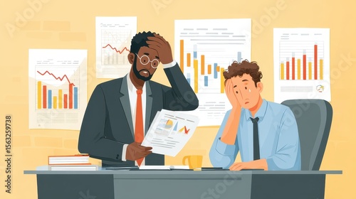 Two men sitting at a desk with papers and a laptop