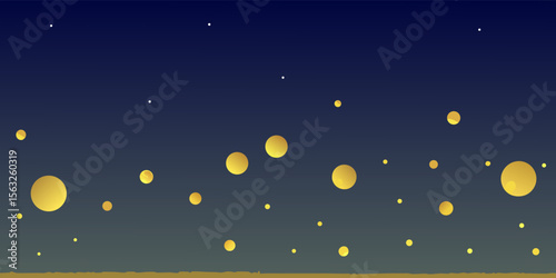 Here's a concise description:

Starry night sky with clouds, a vector illustration of celestial light and dark space