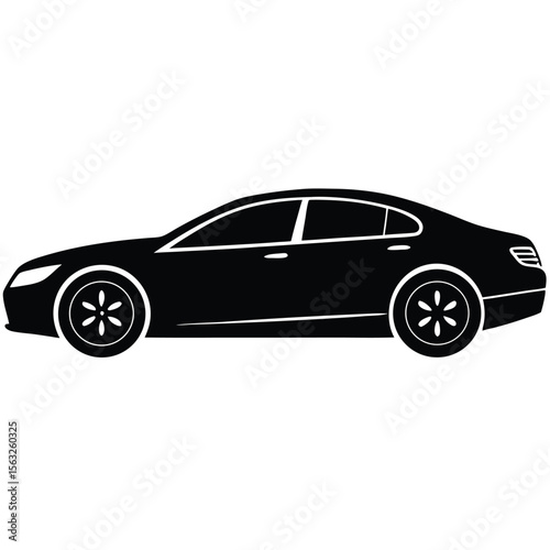 Sleek black sedan side profile vehicle automobile