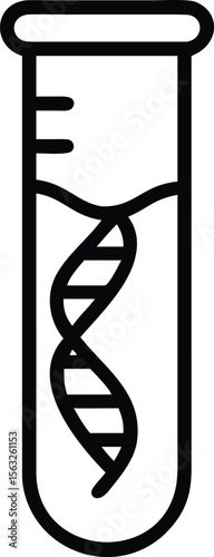 Test tube with dna molecule in line art style for science and research