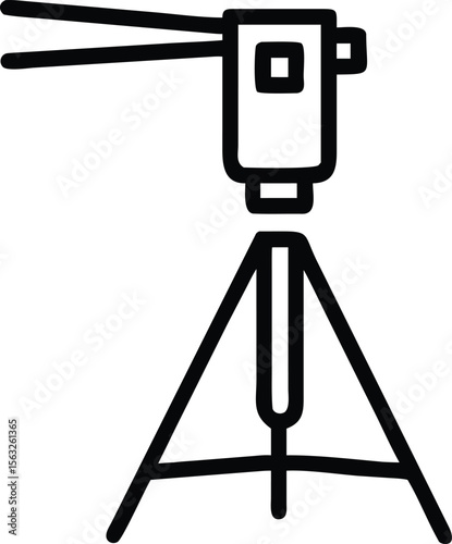Theodolite in simple outline style, survey instrument for measuring horizontal and vertical angles, doodle vector