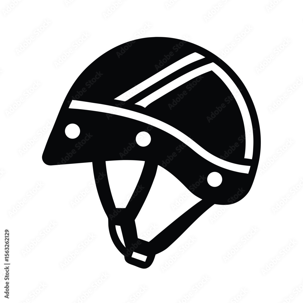 Naklejka premium A black and white silhouette of a protective bicycle helmet for safety and protection