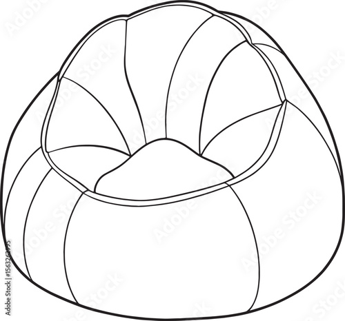 Simple line art of a beanbag chair designed for interior decoration or creative room layouts