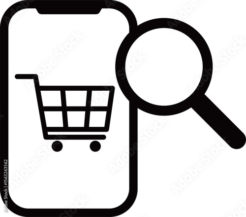 スマホで商品を検索するアイコン　モノトーン