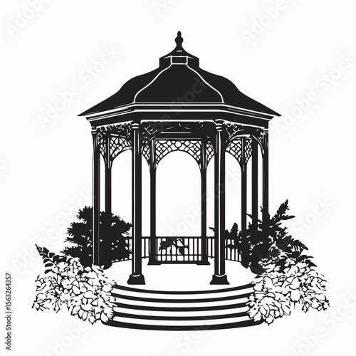 Garden Pavilion Vector Image Isolated on white Background.