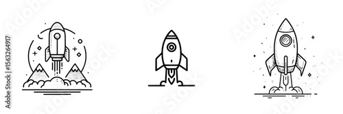 Simple and minimalist design of a space ship rocket launch icon