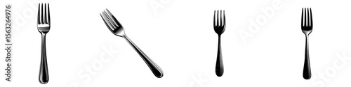 Modern illustration featuring a black and white silhouette of a fork