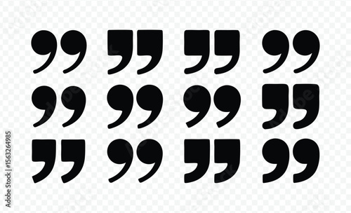 Quotation Mark Icons Set - Speech and Quote Symbols