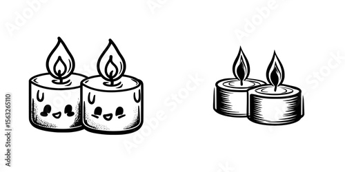 The icon depicts two burning candles in a black outline on a white background