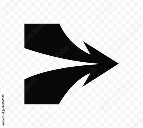 Merging Right Arrow Icon - Directional Flow and Combination Symbol