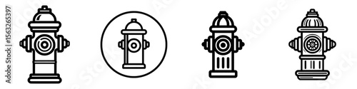 Icon of a fire hydrant featuring a bold black outline that can be edited for stroke