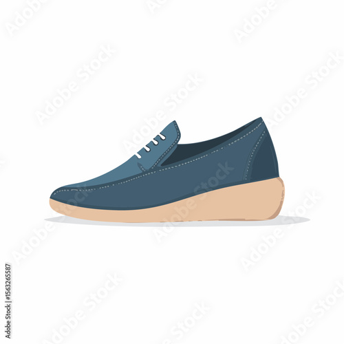 Stylish Blue Women's Wedge Loafers Comfortable and Fashionable Footwear
