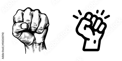 The black and white fist icon represents unity and strength