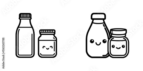 An icon representing a milk bottle and a tiny jar containing liquid is depicted
