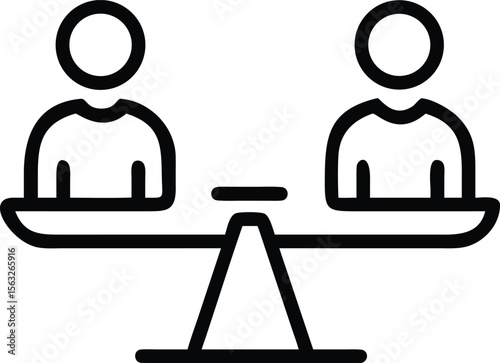 Two Outline People on Scales Balancing Equality for Business Use