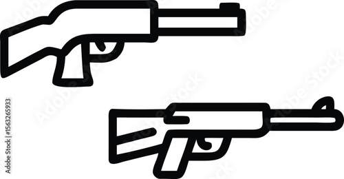Two outline style shotguns illustration for weapon or game asset projects