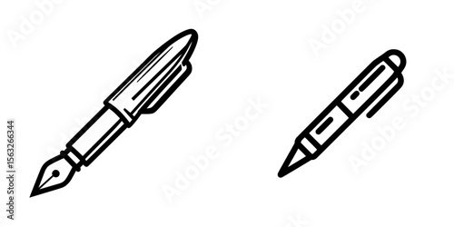 A bold black line art pen icon on a white background is ideal for websites, apps, or designs requiring a simple writing or editing symbol, offering a clean and modern style for a professional