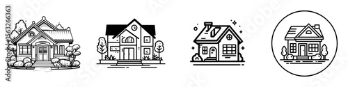 modern house outline icon. architecture black line illustration.’ becomes ‘icon of modern house outline, illustrated with black architectural lines
