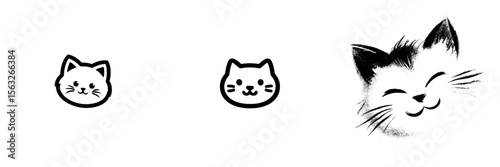 A modern black and white cat face icon is created using negative space to emphasize minimalist aesthetics
