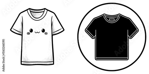 Iconic graphic illustration of a simple black T-shirt for fashion and apparel design