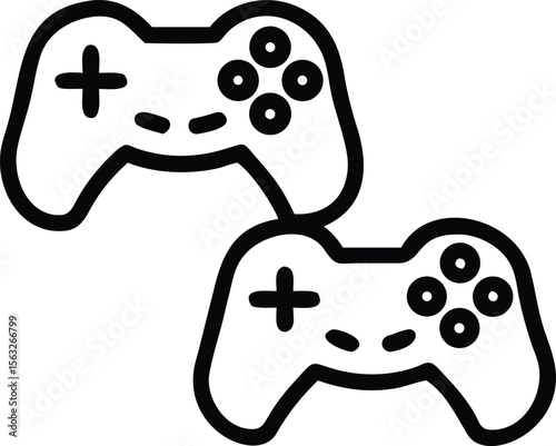 Two video game controller icons in simple outline style for gaming related designs