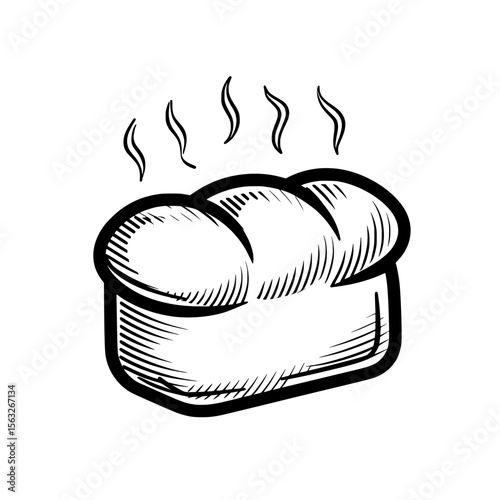Icon depicting hot fresh bread in minimal line style with visible steam lines