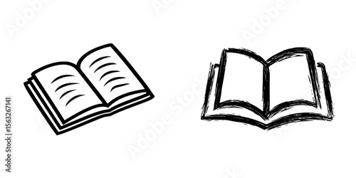 A basic, uncluttered, aesthetically pleasing, and visually striking symbol of an open black book
