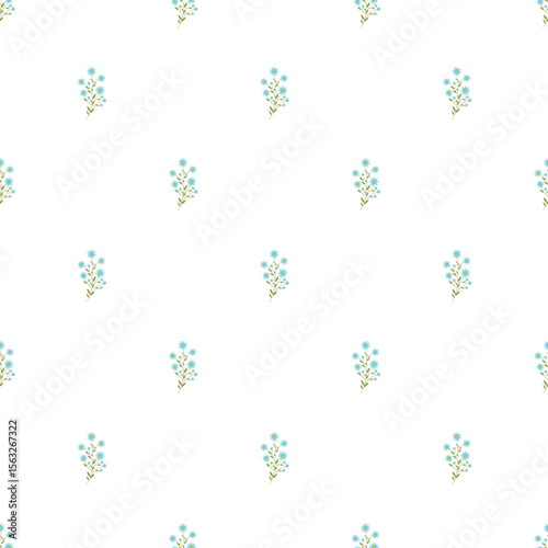 Wallpaper Mural Seamless Floral Pattern with Blue Flowers on a White Background Torontodigital.ca