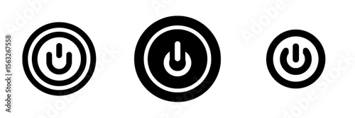 A small black and white circular icon symbolizing energy control or electronic interface is represented