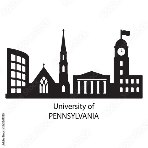 University of Pennsylvania Silhouette Framed by Autumn Trees