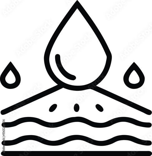 Water drop absorption illustration for skincare, moisture, and water resistant products